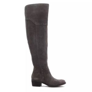 Vince Camuto Over The Knee Studded Gray Suede boot